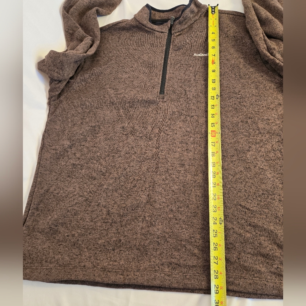 AVALANCHE Pullover‎ Jacket Mens 2XL Quarter Zip Thermal Brown Knit Fleece - Picture 15 of 15